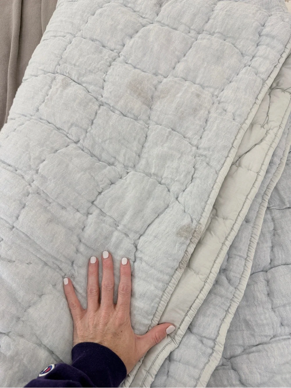 Pottery Barn Cloud Quilt Chambray Blue Queen Size